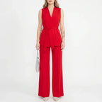 Women's Tailored Two-Piece Suit Set with Belt