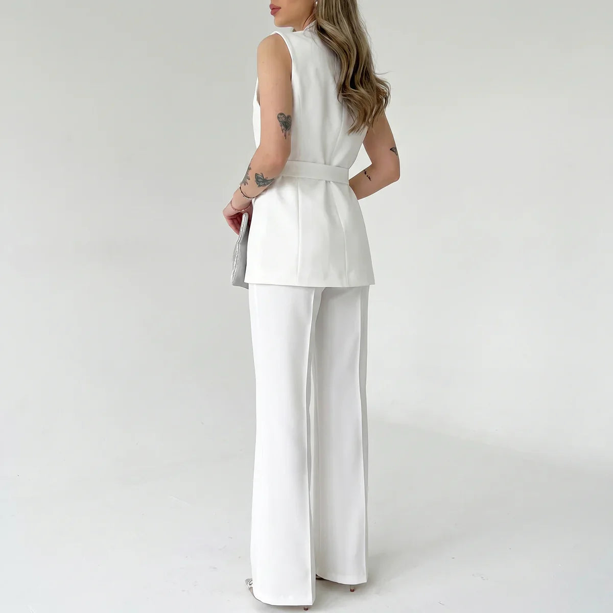 Women's Tailored Two-Piece Suit Set with Belt