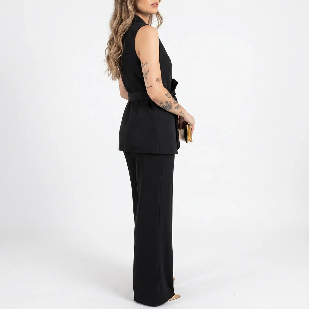 Women's Tailored Two-Piece Suit Set with Belt