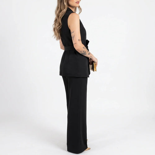Women's Tailored Two-Piece Suit Set with Belt