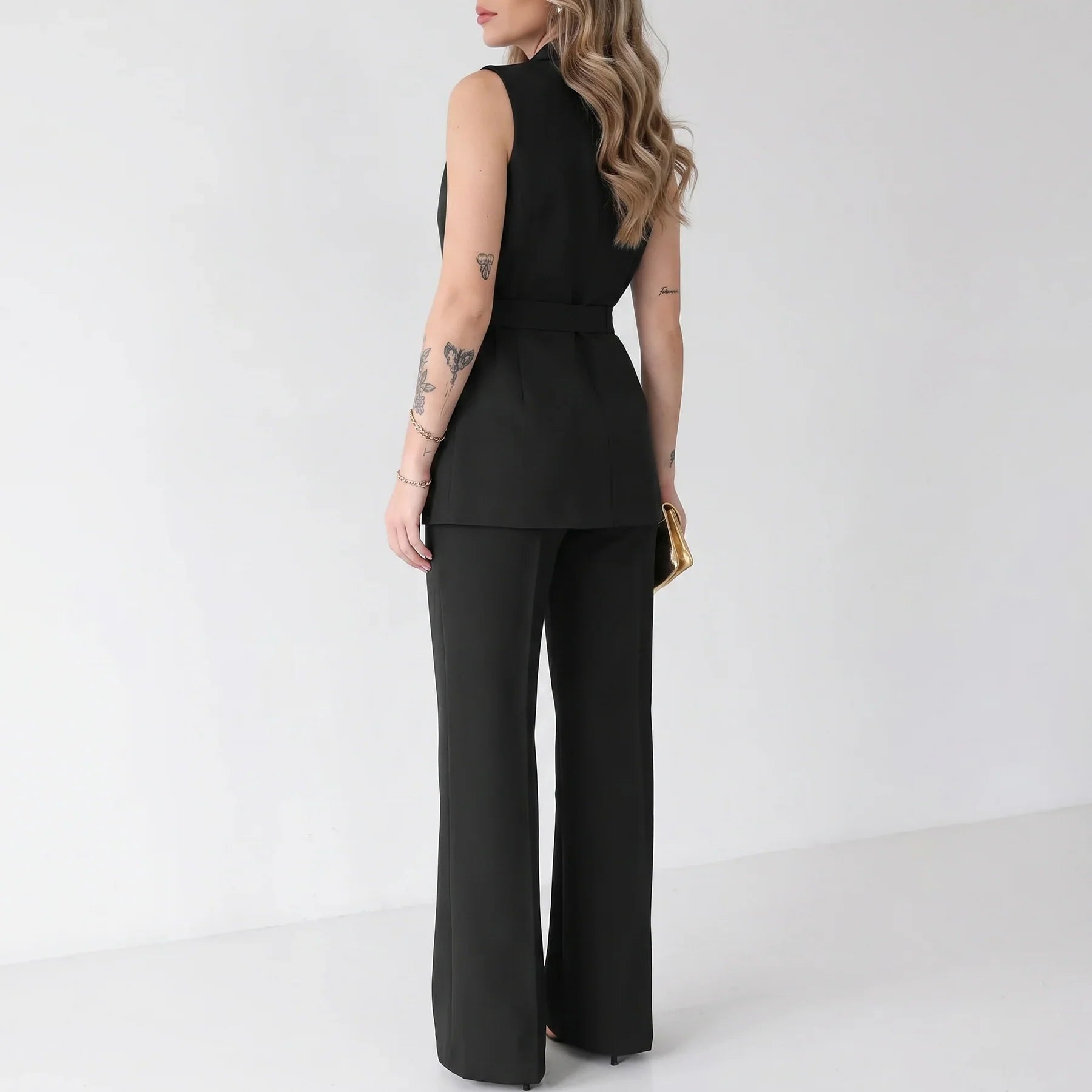 Women's Tailored Two-Piece Suit Set with Belt