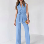 Women's Tailored Two-Piece Suit Set with Belt