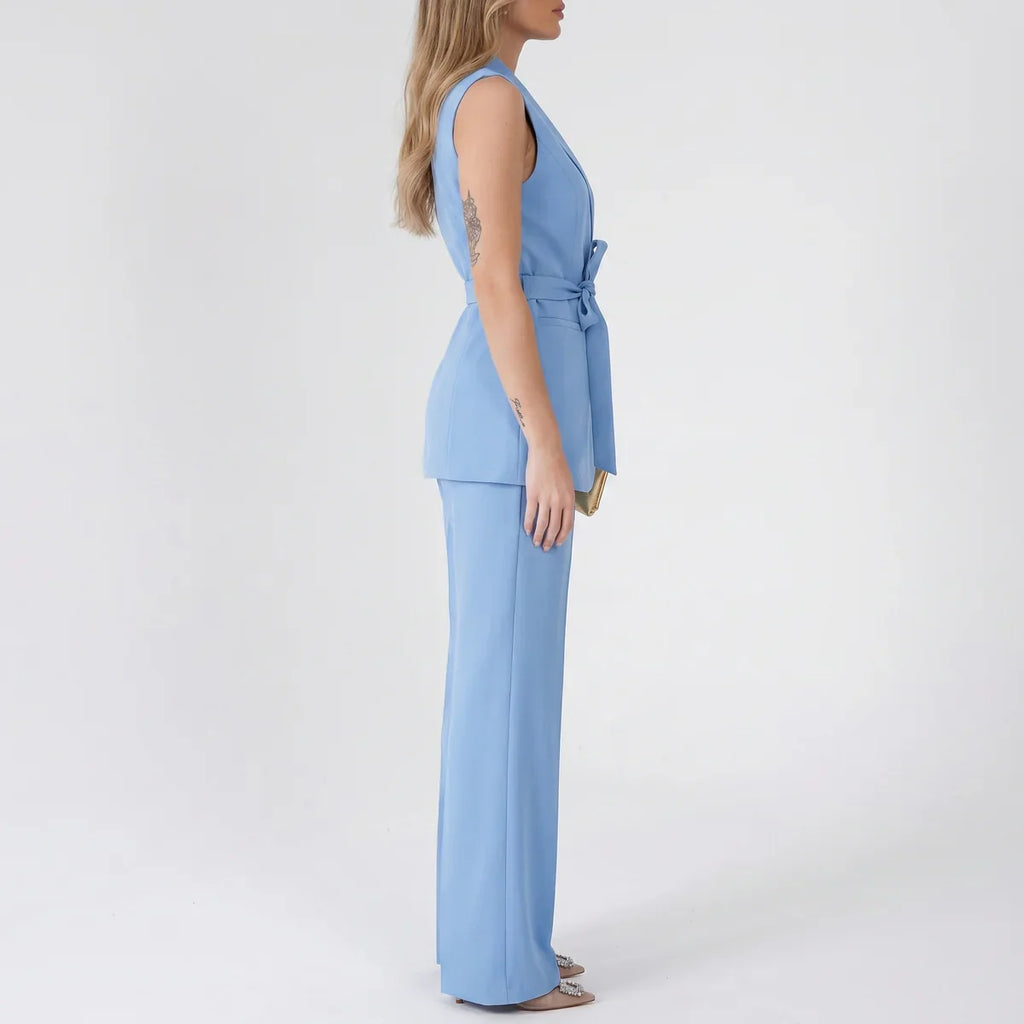 Women's Tailored Two-Piece Suit Set with Belt