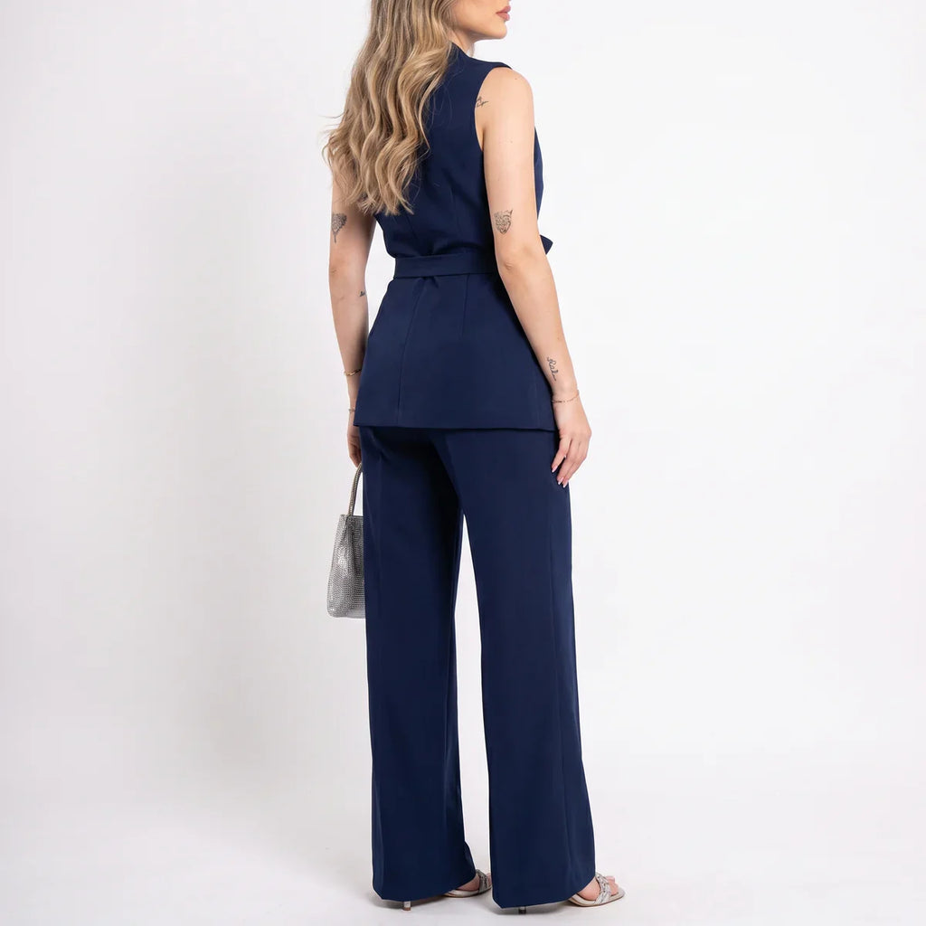 Women's Tailored Two-Piece Suit Set with Belt