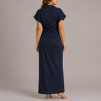 Women's Tailored Denim Midi Dress with Side Zip