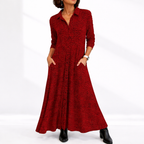 Women’s Elegant Midi Dress – Relaxed Fit with Pockets