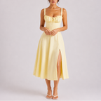 Women’s Elegant Corset Midi Dress with Ruched Bust