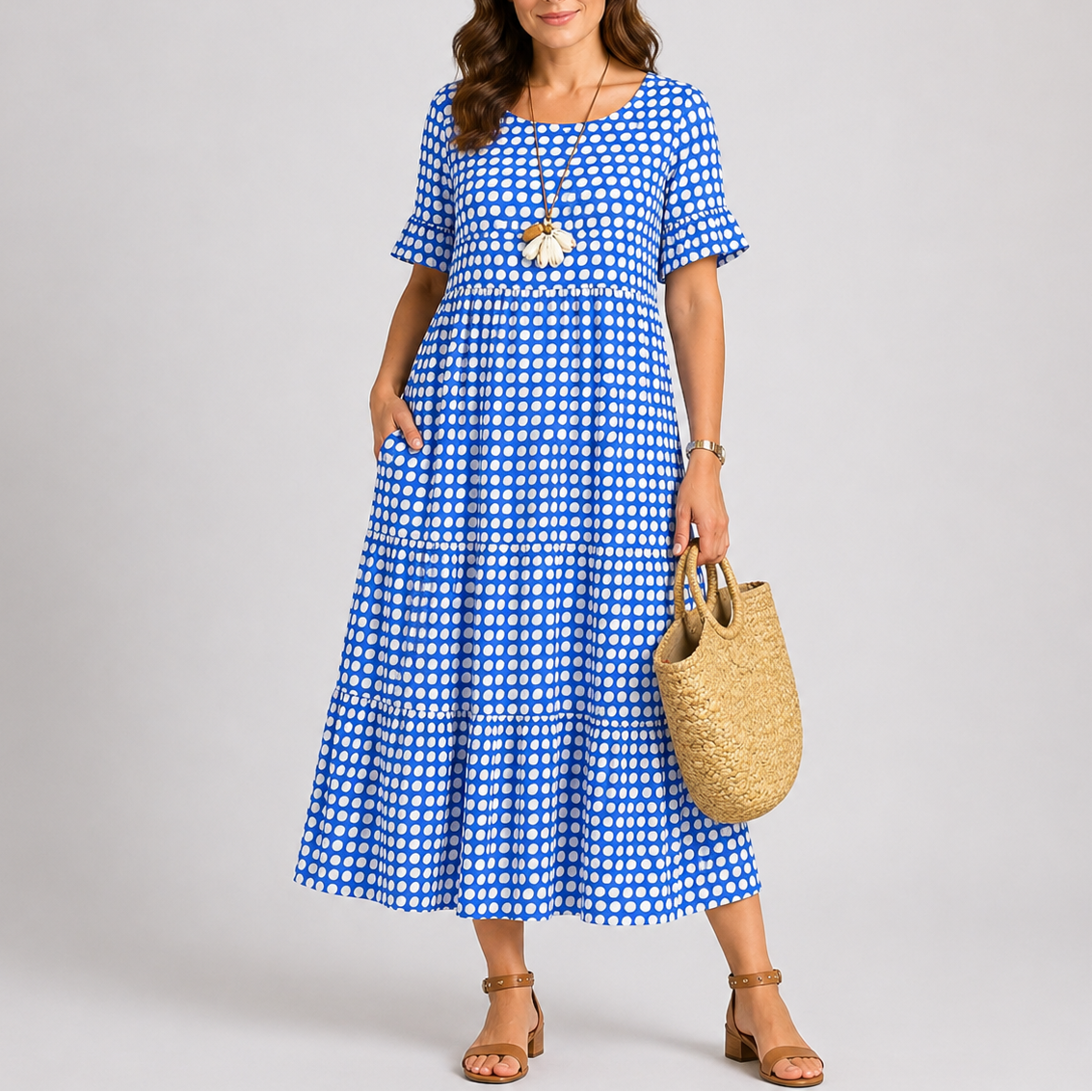 Women’s Summer Casual Polka Dot Midi Dress