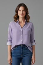 Women’s Blouse with Collar and Stripe Pattern