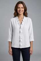 Women’s Blouse with Ruffle Neckline and Long Sleeves