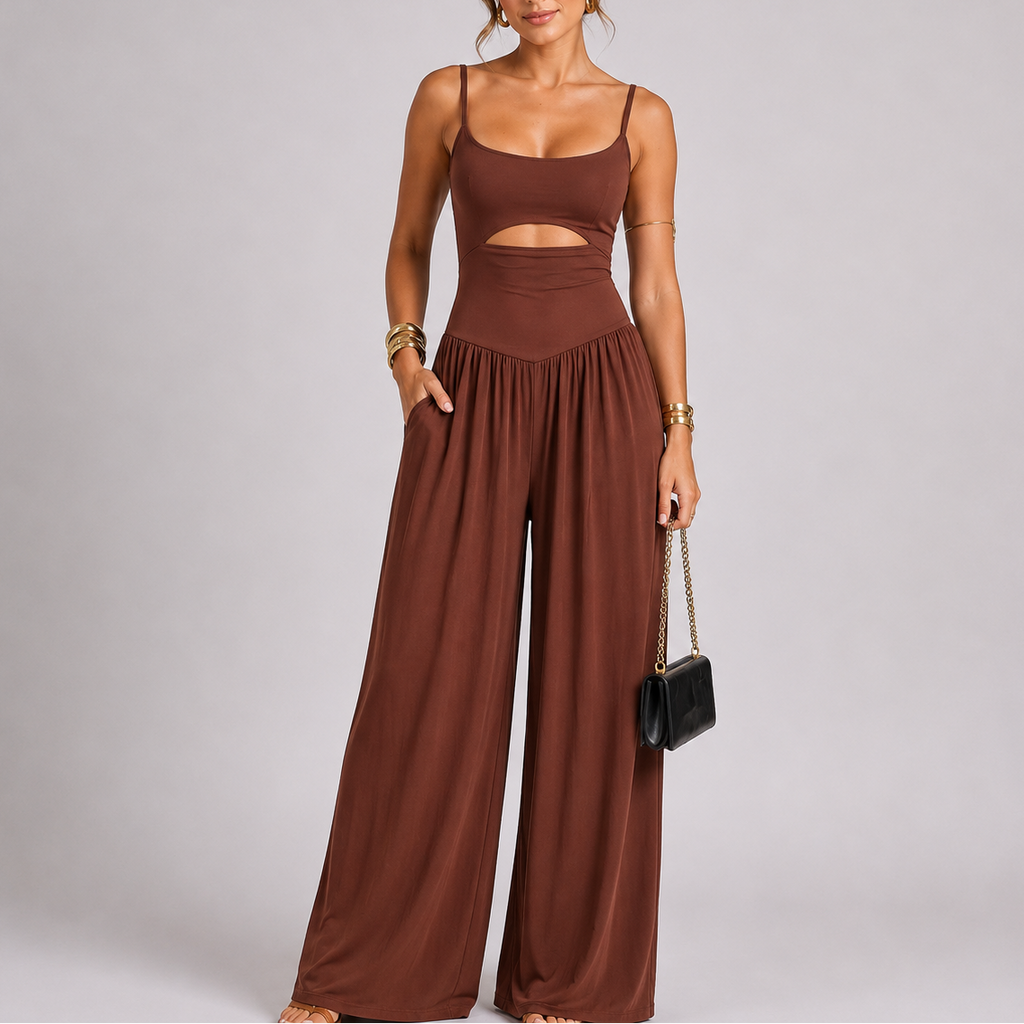 Women’s Elegant Cut-Out Wide Leg Jumpsuit