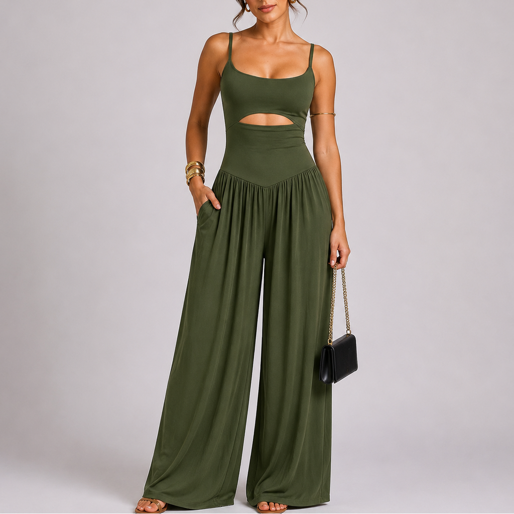 Women’s Elegant Cut-Out Wide Leg Jumpsuit