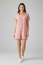 Women’s Jumpsuit with Collar and Button Placket