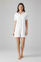 Women’s Jumpsuit with Collar and Button Placket