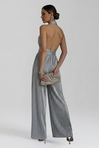 Women’s Jumpsuit with Halter Neckline and Pleated Surface