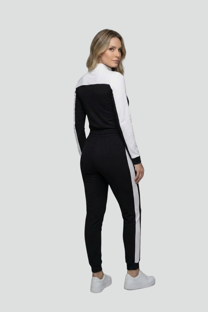Women’s Jumpsuit with Hooded Neckline and Side Stripes