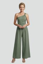 Women’s Jumpsuit with One-Shoulder Neckline and Wide Legs