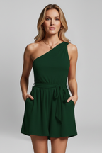 Women’s Jumpsuit with One Shoulder Strap and Side Pockets