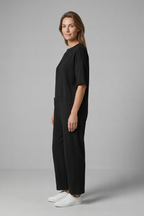 Women’s Jumpsuit with Round Neck and Wide Leg Trousers