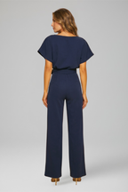 Women’s Jumpsuit with Round Neckline and Wide Legs
