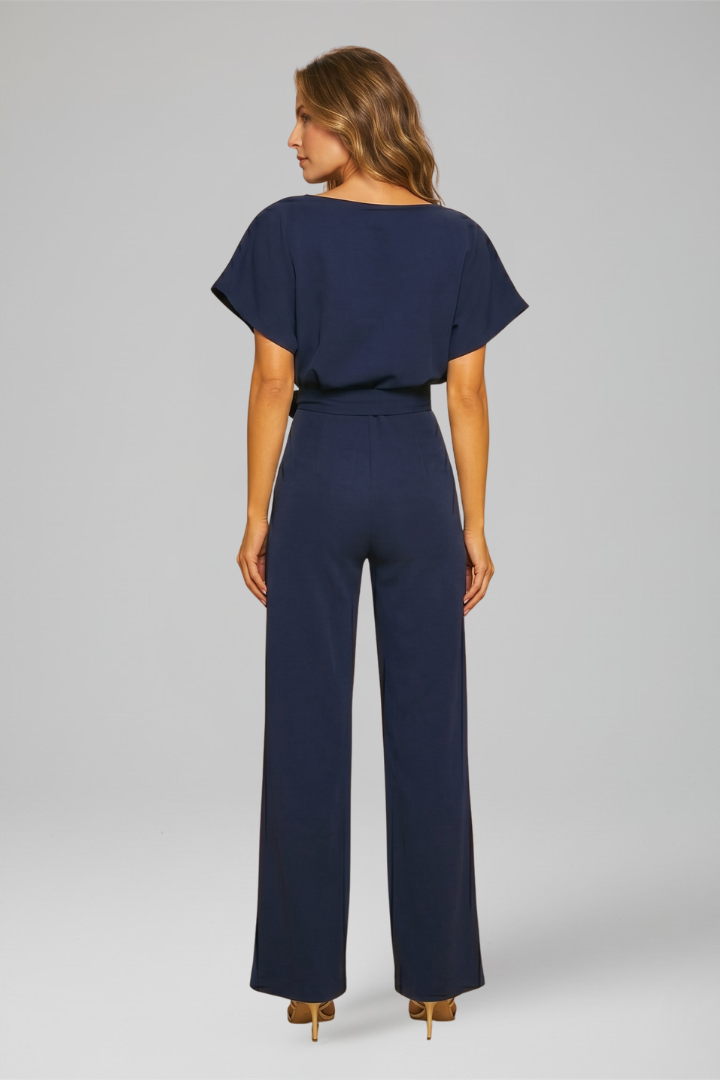 Women’s Jumpsuit with Round Neckline and Wide Legs