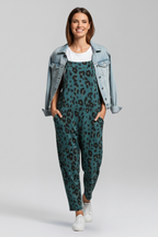 Women’s Jumpsuit with Scoop Neckline and Printed Surface
