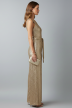 Women’s Jumpsuit with Sequin Surface and Straight Legs