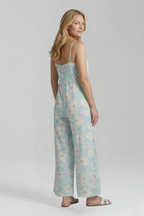 Women’s Jumpsuit with Square Neckline and Printed Surface
