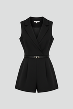 Women’s Jumpsuit with V-Neck and Waist Belt