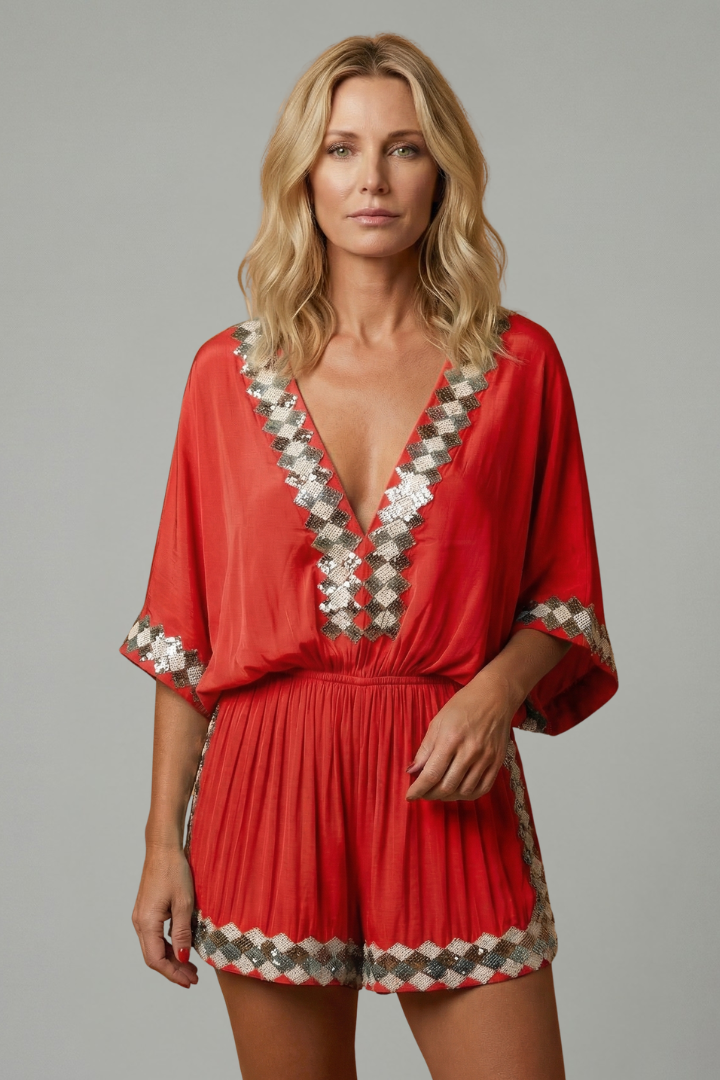 Women’s Jumpsuit with V Neck and Wide Legs