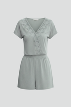 Women’s Jumpsuit with V Neckline and Crochet Detail