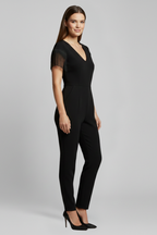 Women’s Jumpsuit with V Neckline and Fringe Shoulders