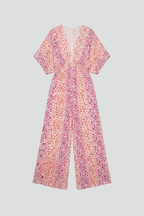 Women’s Jumpsuit with V Neckline and Printed Surface