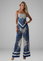 Women’s Jumpsuit with V Neckline and Printed Surface