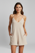 Women’s Jumpsuit with V Neckline and Side Pockets