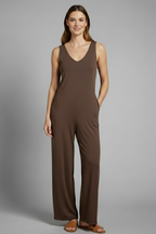 Women’s Jumpsuit with V Neckline and Sleeveless Cut