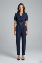 Women’s Jumpsuit with V Neckline and Tied Waist Belt