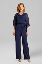 Women’s Jumpsuit with V Neckline and Waist Tie