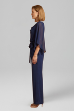 Women’s Jumpsuit with V Neckline and Waist Tie