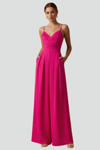 Women’s Jumpsuit with V Neckline and Wide Legs