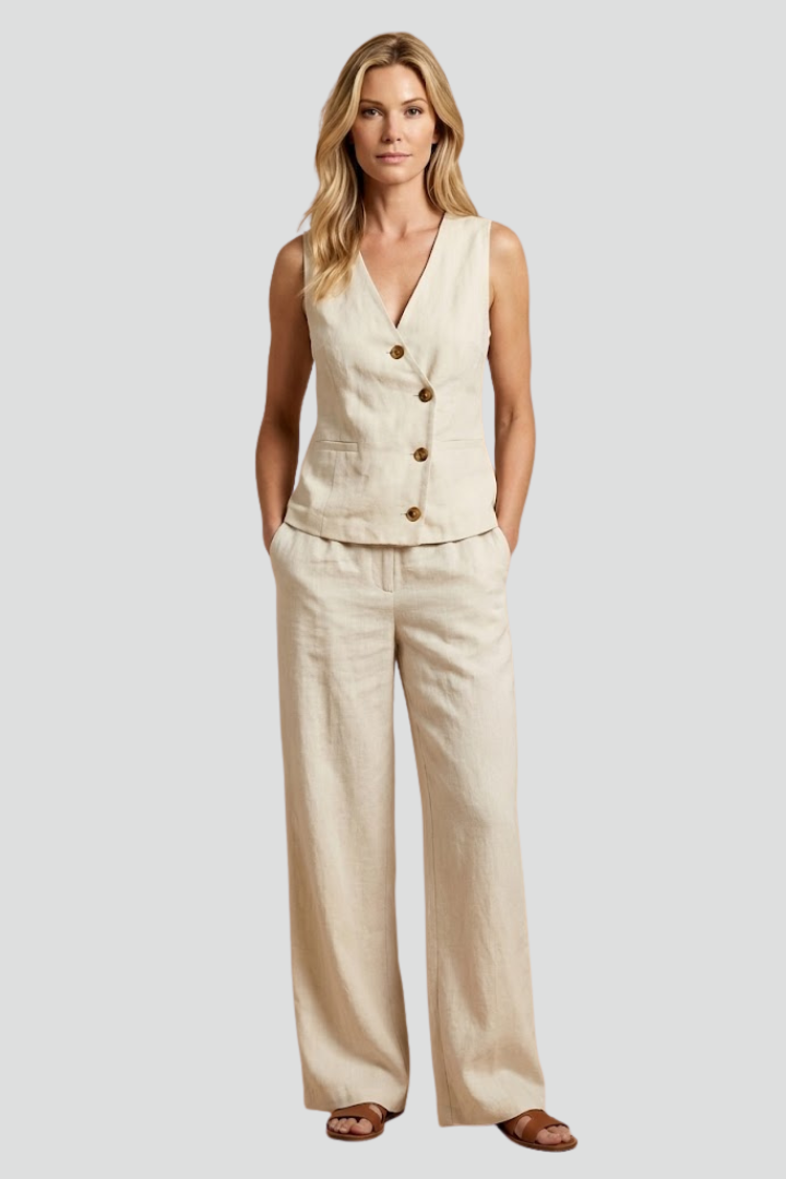 Women’s Jumpsuit with Wrap Neckline and Button Front