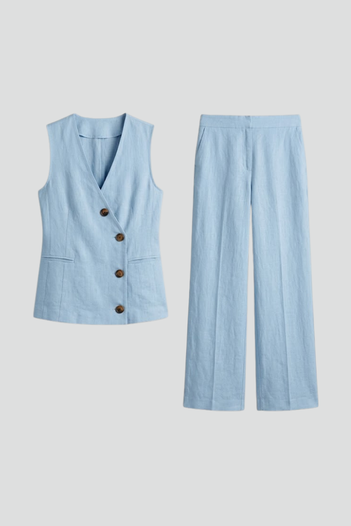 Women’s Jumpsuit with Wrap Neckline and Button Front