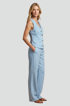 Women’s Jumpsuit with Wrap Neckline and Button Front