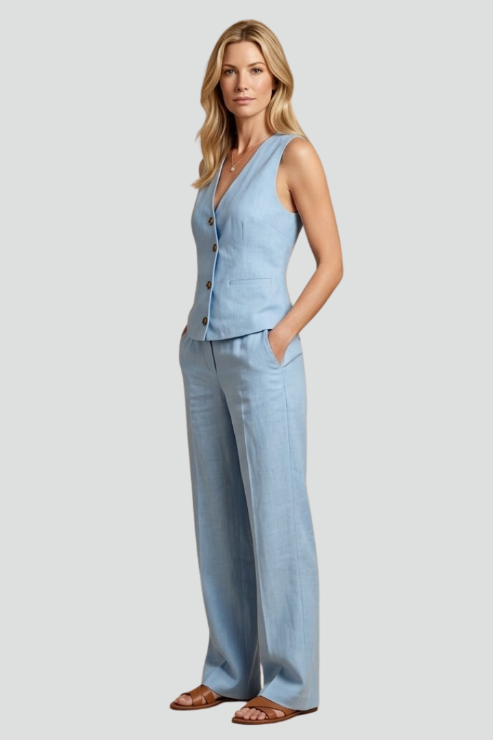 Women’s Jumpsuit with Wrap Neckline and Button Front