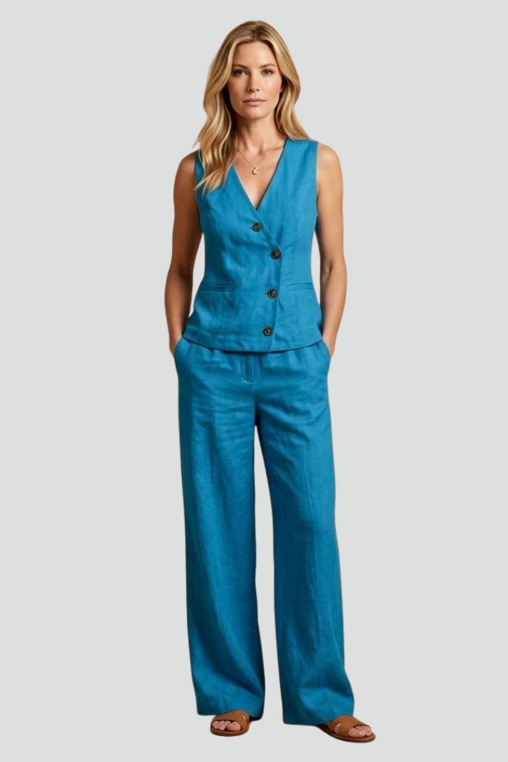 Women’s Jumpsuit with Wrap Neckline and Button Front