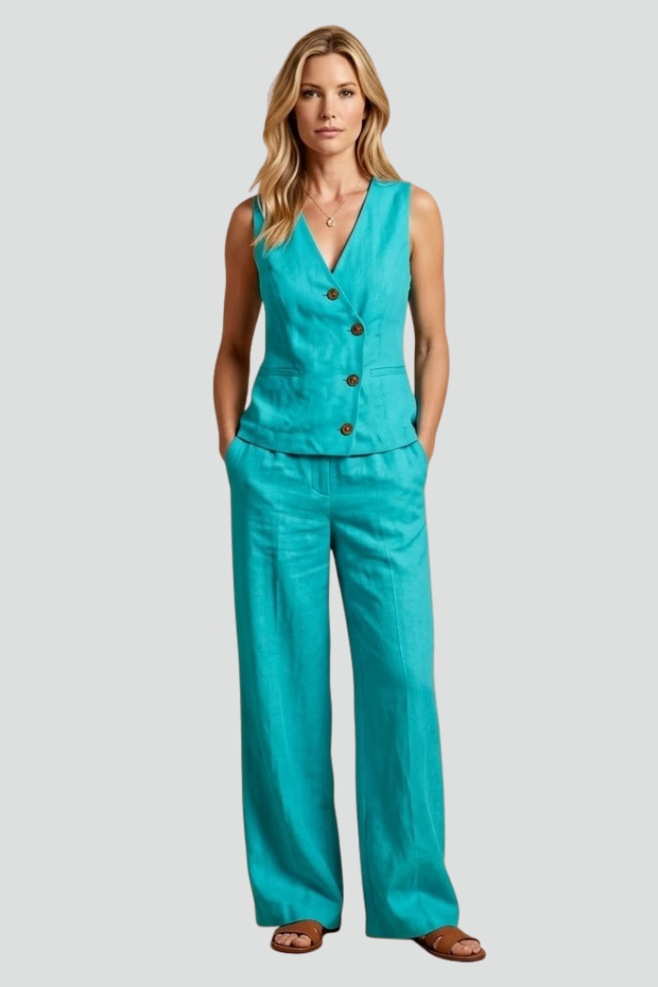 Women’s Jumpsuit with Wrap Neckline and Button Front