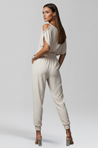 Women’s Jumpsuit with Wrap Neckline and Elasticated Waist