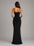 Women’s Bodycon Draped Corset Maxi Dress – Sculpted Silhouette