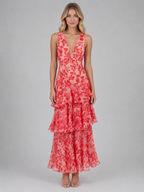 Women’s Floral Chiffon Ruffle Maxi Dress – Summer Occassion Style