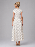 Women’s Polka Dot Maxi Dress – Elegant A-Line Silhouette
